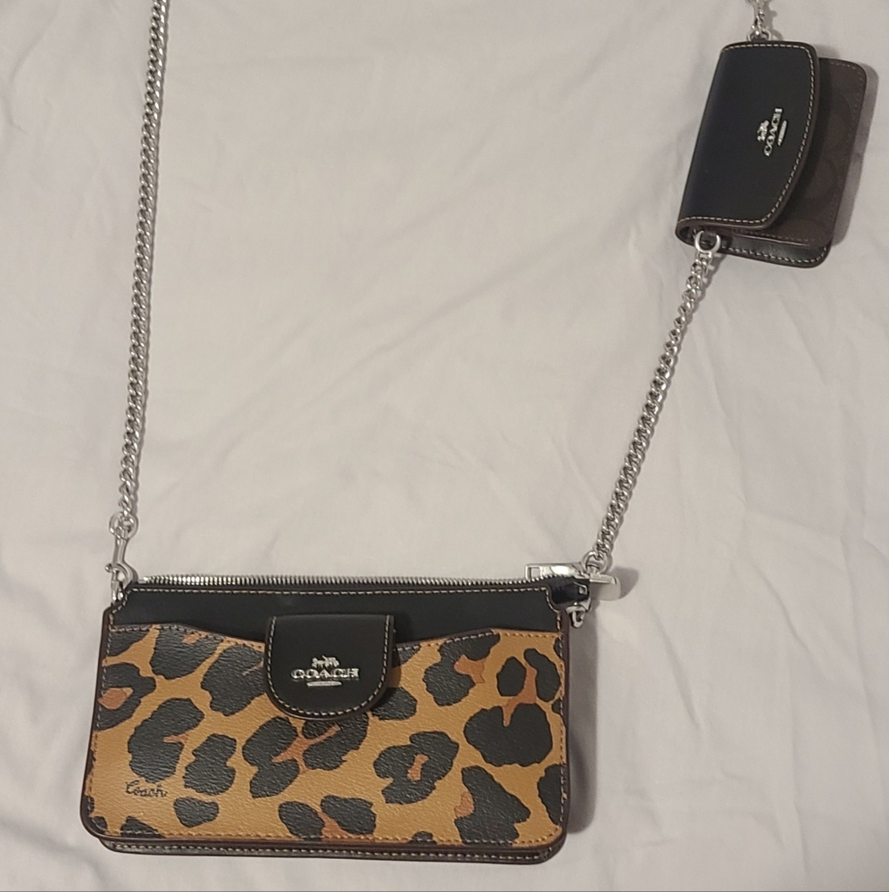 Coach Poppy Leopard Crossbody with Card Case